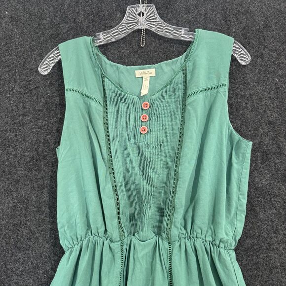 Matilda Jane Dress Women's Medium Green Maxi Button Boho Lace Detail Sundress - Picture 2 of 6